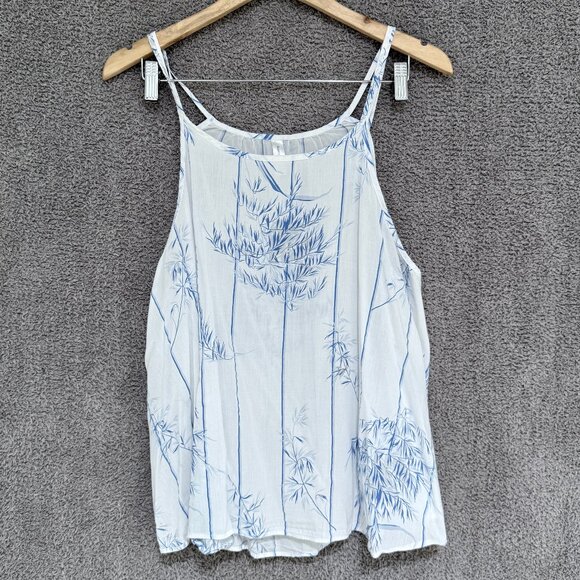 GAP cotton/modal sleep/lounge tank in white and blue bamboo print - Picture 2 of 7